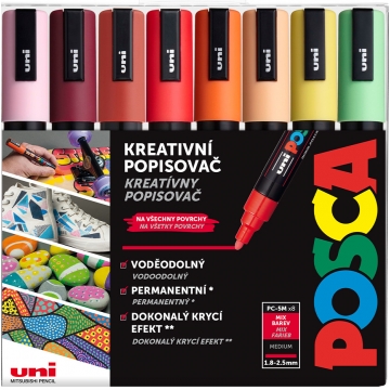 Akrylové fixy Posca - sada 8 pastelových barev